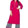 designer heavy cotton rayon embroidery work kurti 466