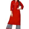 designer heavy cotton rayon embroidery work kurti 8724