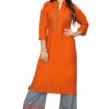 designer heavy cotton rayon embroidery work kurti 9856