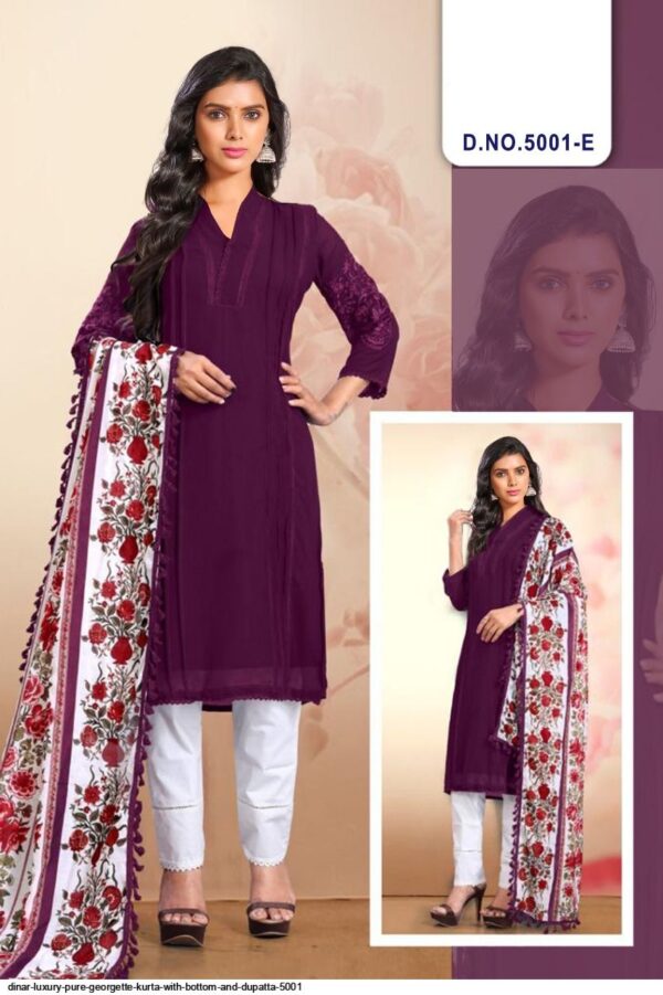 dinar luxury pure georgette kurta with bottom and dupatta 5001 1124