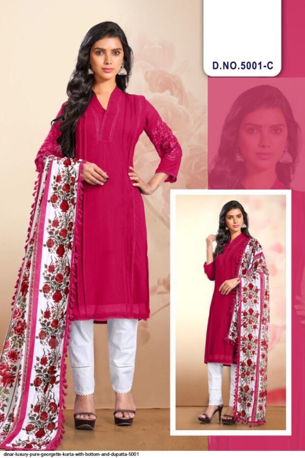 dinar luxury pure georgette kurta with bottom and dupatta 5001 3257