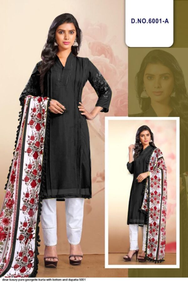 dinar luxury pure georgette kurta with bottom and dupatta 5001 6898