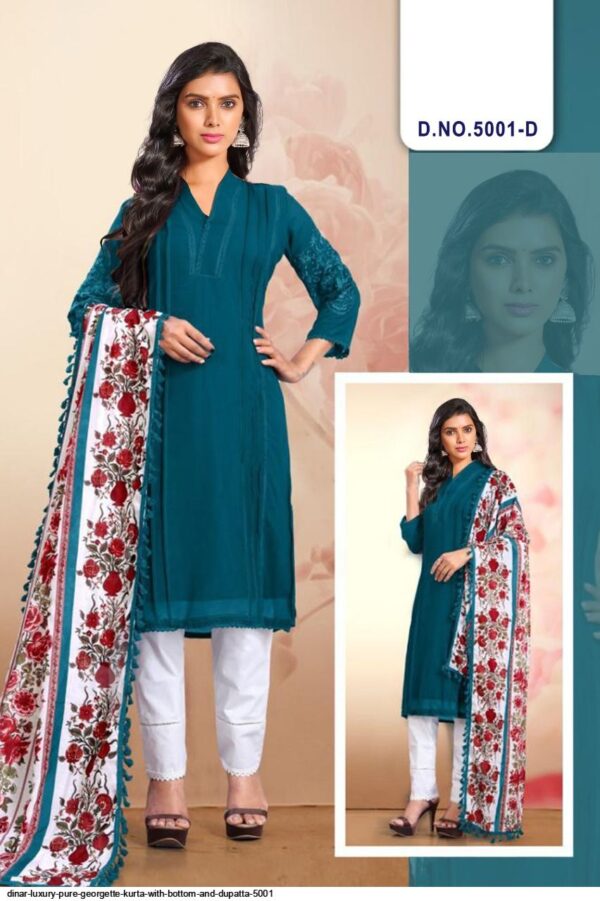 dinar luxury pure georgette kurta with bottom and dupatta 5001 7378