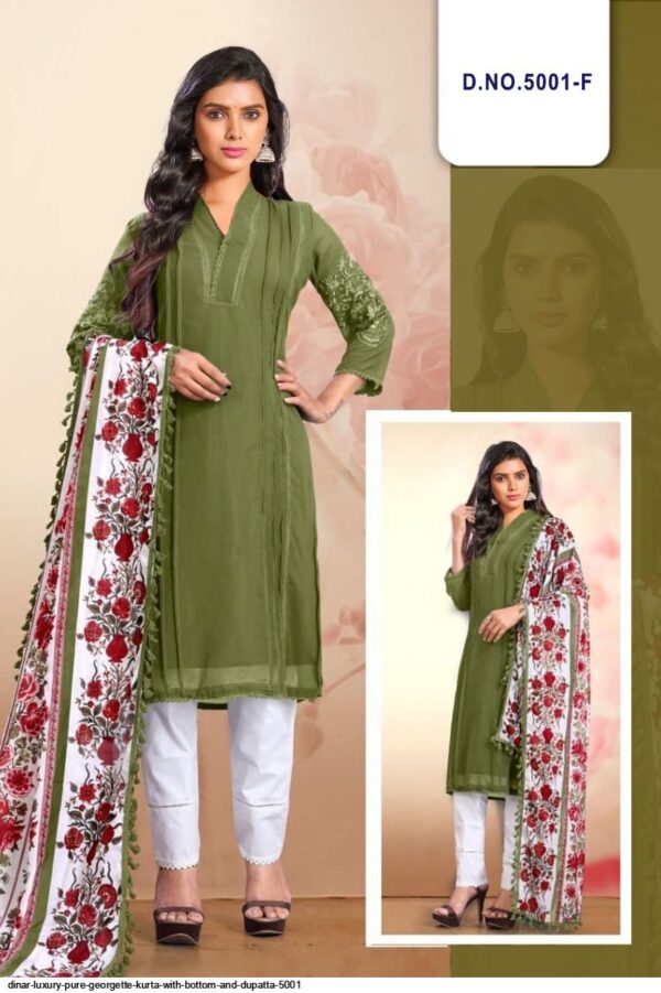 dinar luxury pure georgette kurta with bottom and dupatta 5001 7709