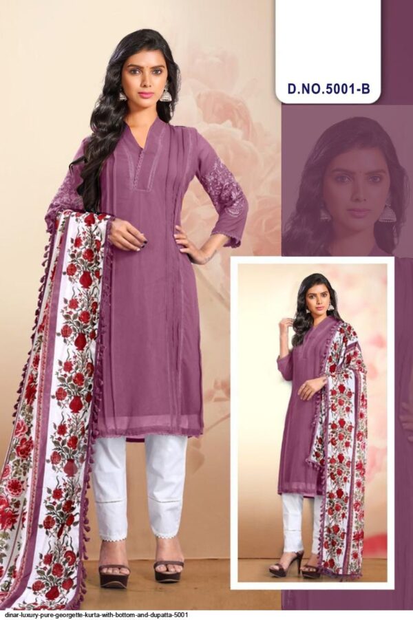 dinar luxury pure georgette kurta with bottom and dupatta 5001 8349