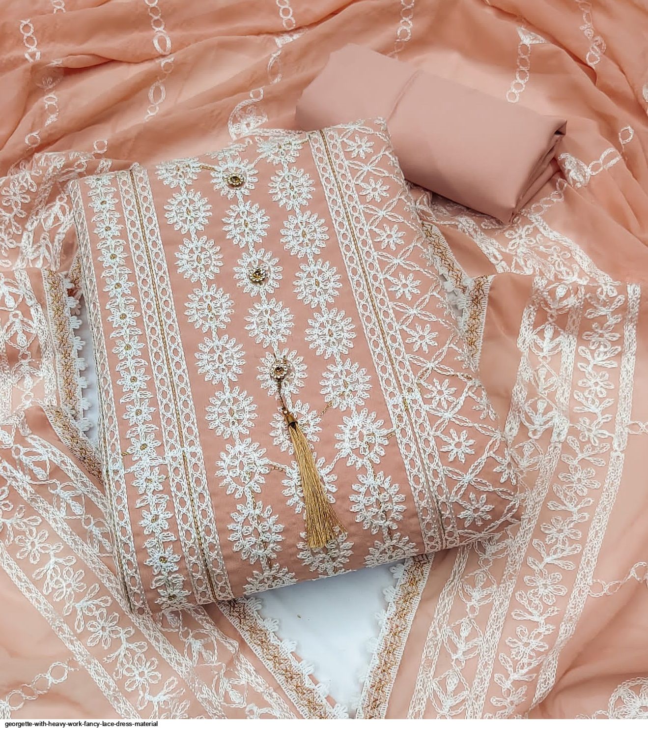 ORCHID PINK GRGT LONG SALWAR KAMEEZ SUIT DRESS MATERIAL w HEAVY EMBR LADIES  DEN | eBay