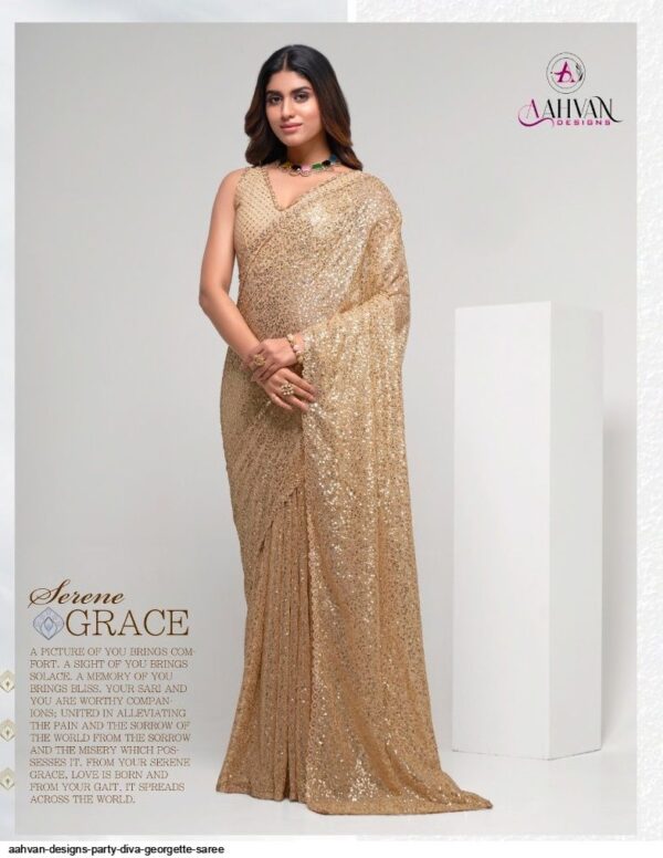 AAHVAN DESIGNS PARTY DIVA GEORGETTE SAREE AMAZING CATALOGUE 2023