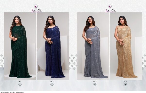 AAHVAN DESIGNS PARTY DIVA GEORGETTE SAREE AMAZING CATALOGUE 2023