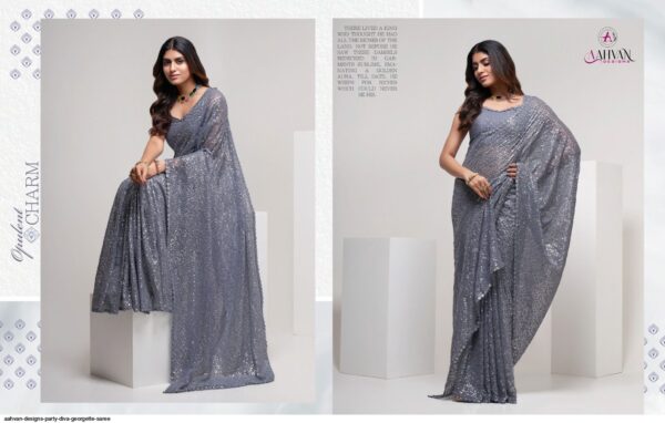 AAHVAN DESIGNS PARTY DIVA GEORGETTE SAREE AMAZING CATALOGUE 2023