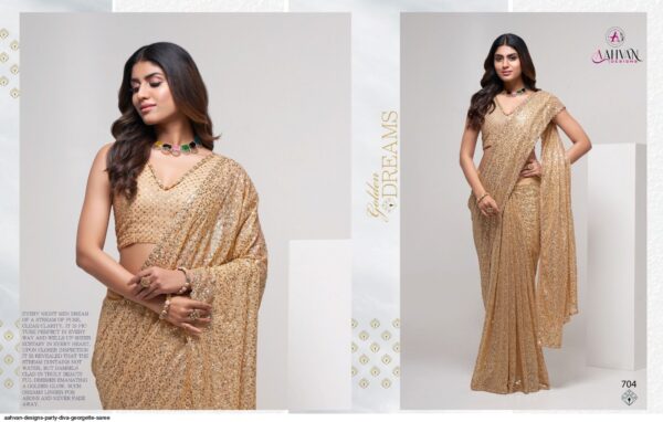 AAHVAN DESIGNS PARTY DIVA GEORGETTE SAREE AMAZING CATALOGUE 2023