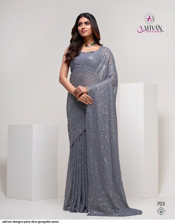 AAHVAN DESIGNS PARTY DIVA GEORGETTE SAREE AMAZING CATALOGUE 2023