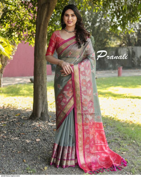 PRANALI HEAVY ORGANZA SAREE AMAZING CATALOGUE 2023