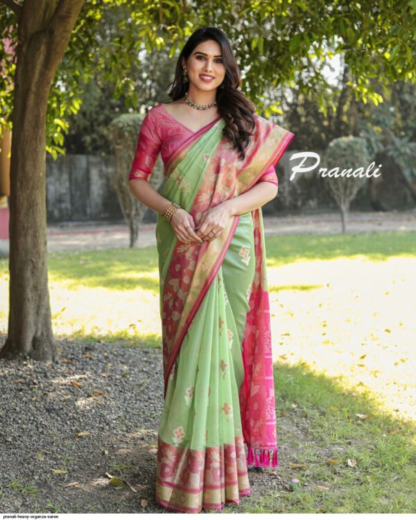 PRANALI HEAVY ORGANZA SAREE AMAZING CATALOGUE 2023