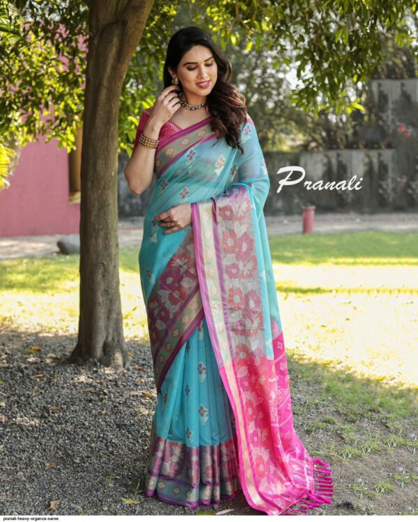 PRANALI HEAVY ORGANZA SAREE AMAZING CATALOGUE 2023