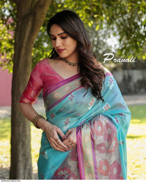 PRANALI HEAVY ORGANZA SAREE AMAZING CATALOGUE 2023