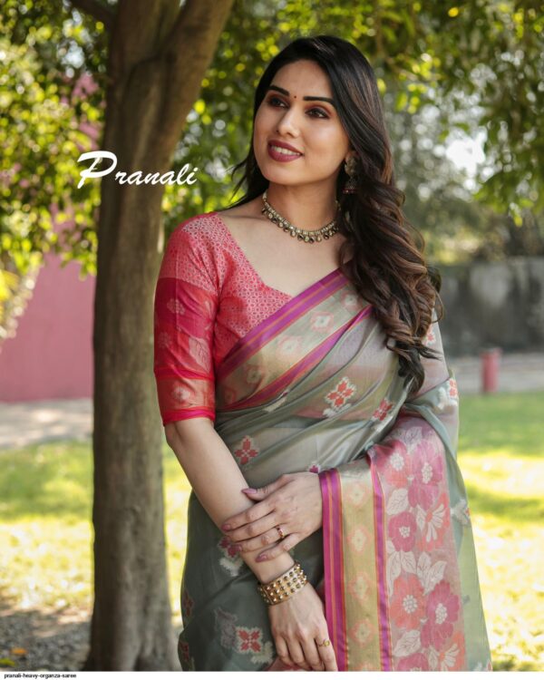 PRANALI HEAVY ORGANZA SAREE AMAZING CATALOGUE 2023