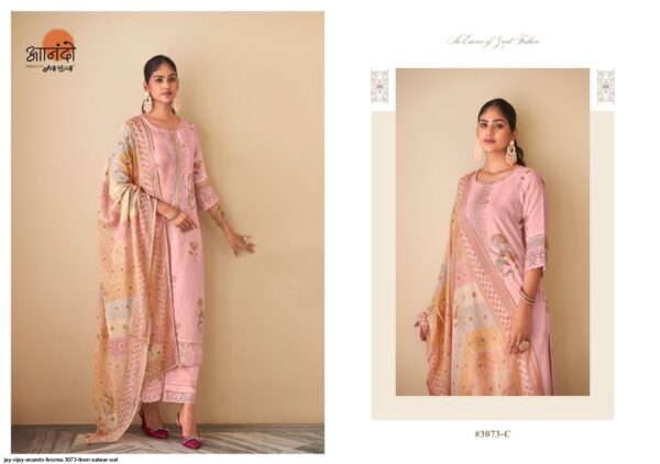 JAY VIJAY ANANDO FERONIA 3073 LINEN SALWAR SUIT AMAZING CATALOGUE 2023