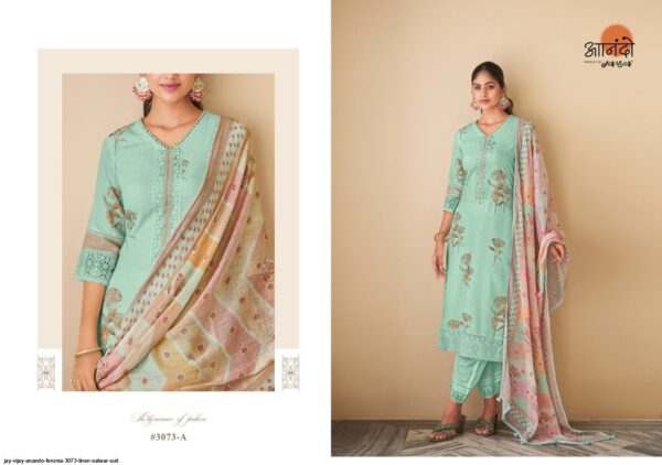 JAY VIJAY ANANDO FERONIA 3073 LINEN SALWAR SUIT AMAZING CATALOGUE 2023