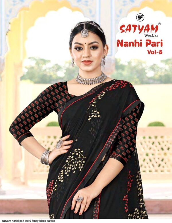 SATYAM NANHI PARI VOL 6 FANCY BLACK SAREES AMAZING CATALOGUE 2023