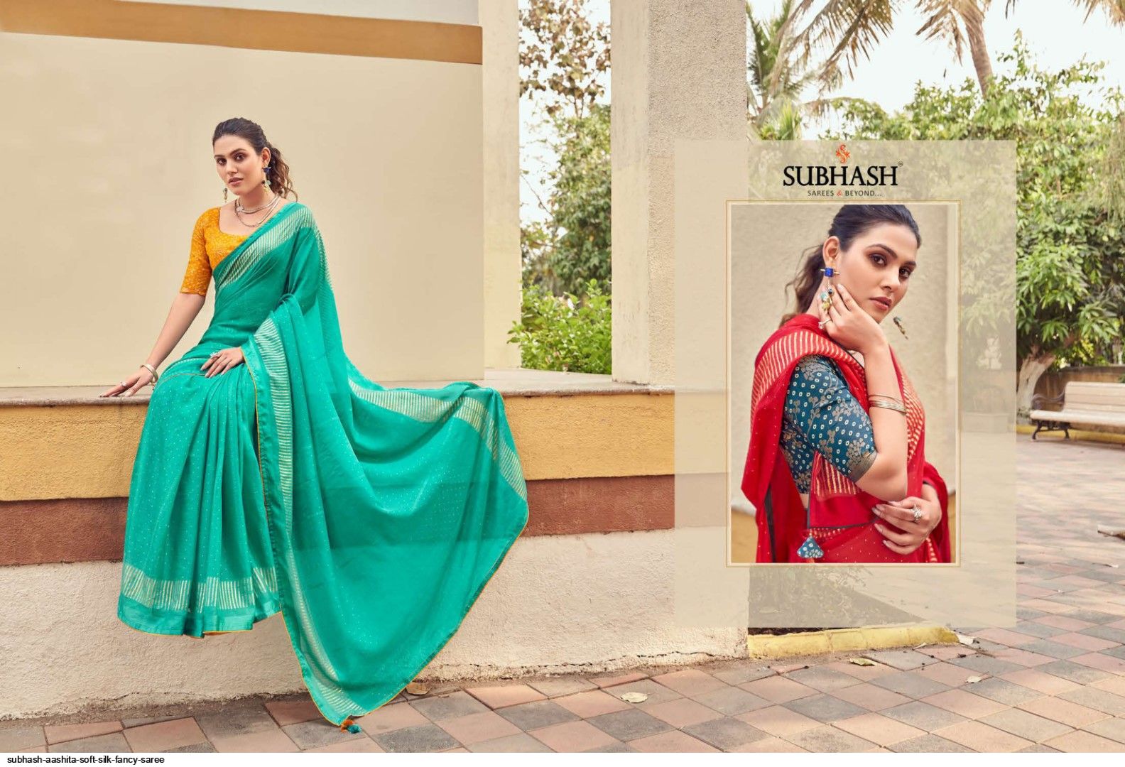 subhash aashita soft silk fancy saree 1588