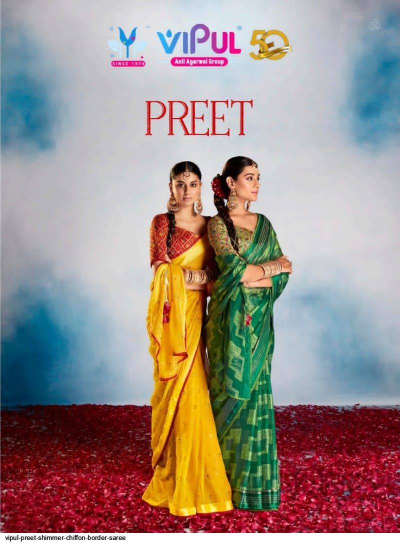 vipul preet shimmer chiffon border saree 264