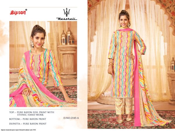 BIPSON MASERATI PURE RAYON FOIL PRINT SALWAR SUIT 2145 AMAZING CATALOGUE 2023