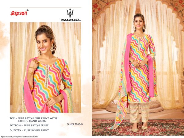 BIPSON MASERATI PURE RAYON FOIL PRINT SALWAR SUIT 2145 AMAZING CATALOGUE 2023