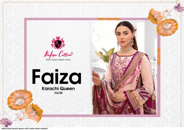 NAFISA FAIZA KARACHI QUEEN VOL 6 COTTON DRESS MATERIAL AMAZING CATALOGUE 2023