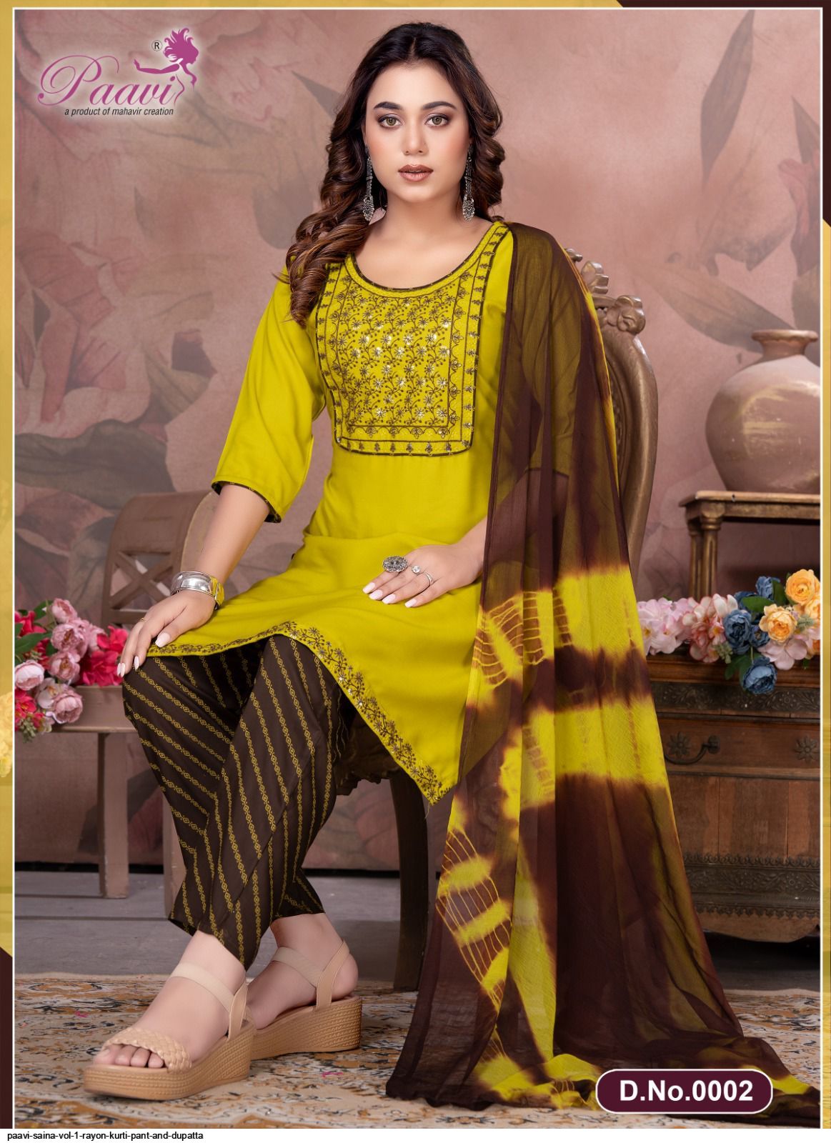 PAAVI SAINA VOL 1 RAYON KURTI PANT AND DUPATTA Stunning catalog Rehmat  Boutique