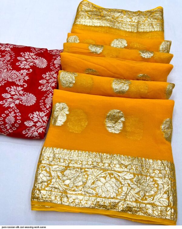 PURE RUSSIAN SILK ZARI WEAVING WORK SAREE AMAZING CATALOGUE 2023