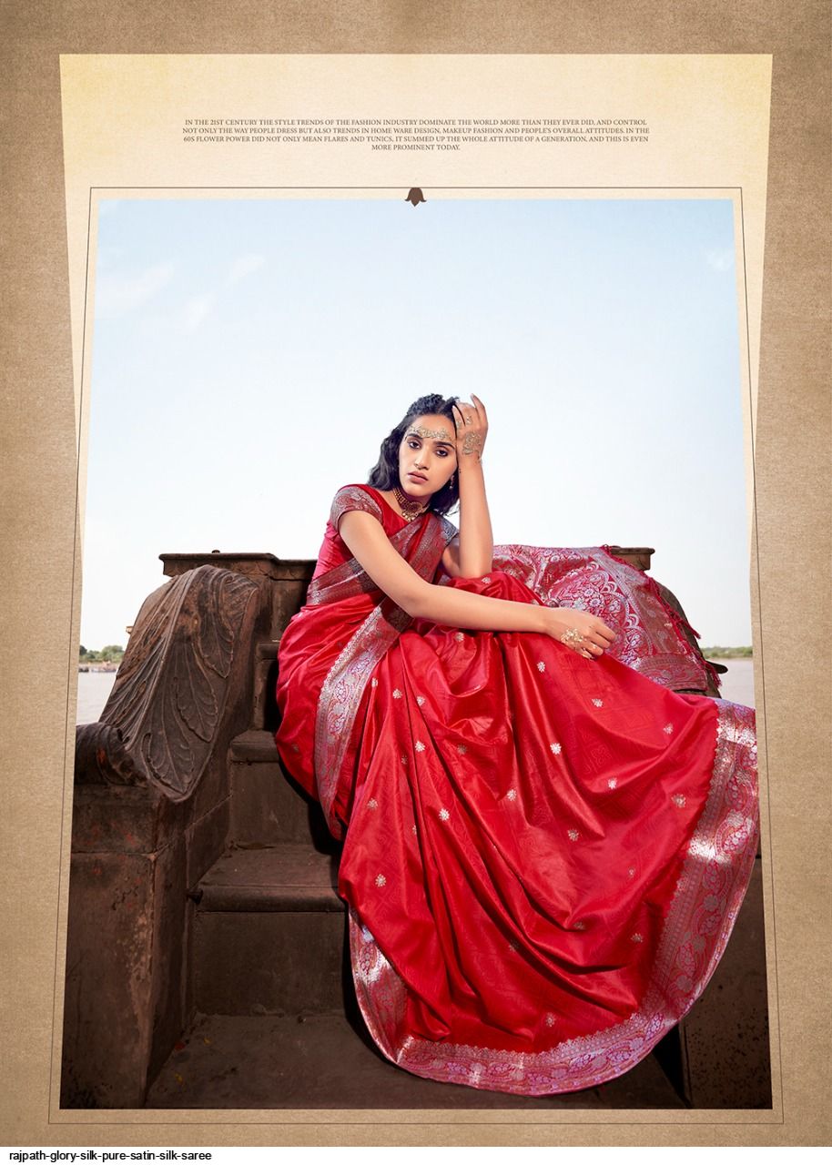 Black & Red Pure Satin Silk Saree