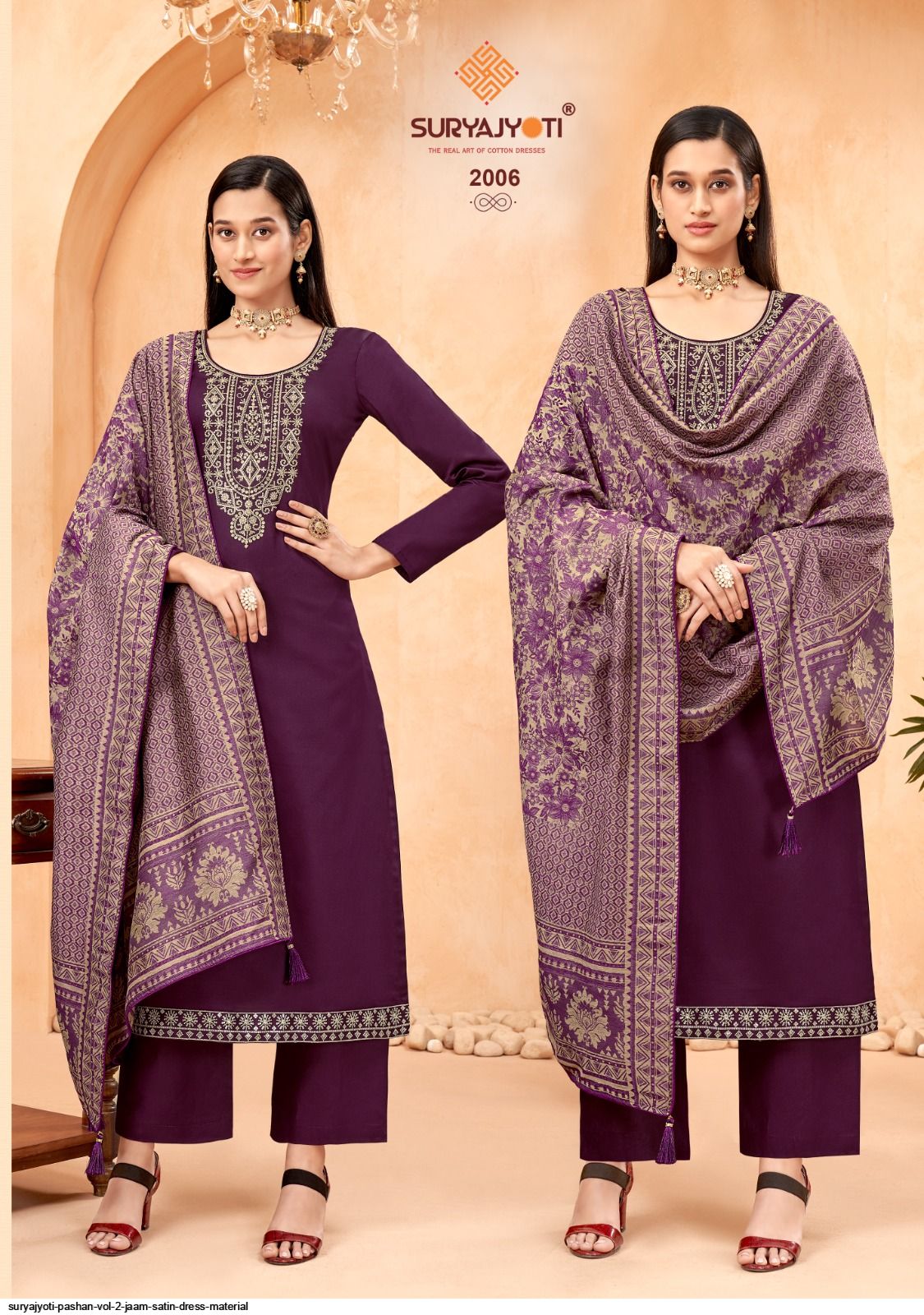 Suryajyoti Kalki Vol-7 Jam Satin Dress Material Womens Dress Trader
