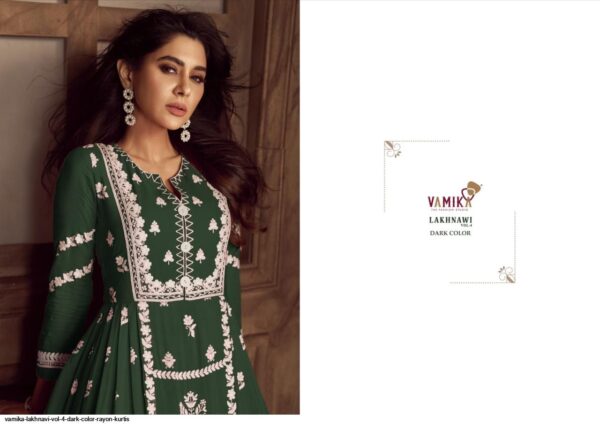 VAMIKA LAKHNAVI VOL 4 DARK COLOR RAYON KURTIS AMAZING CATALOGUE 2023