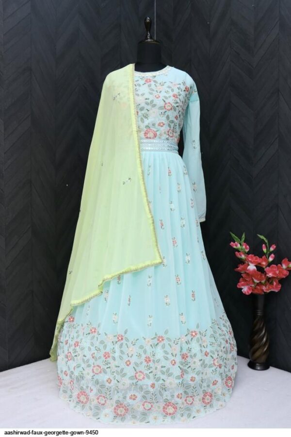 AASHIRWAD FAUX GEORGETTE GOWN 9450 AMAZING CATALOGUE 2023