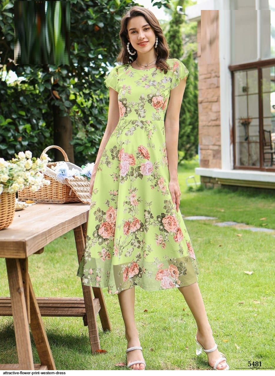 ATTRACTIVE FLOWER PRINT WESTERN DRESS Stunning catalog Rehmat Boutique