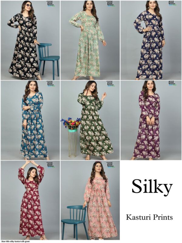 BLUE HILLS SILKY KASTURI SILK GOWN AMAZING CATALOGUE 2023