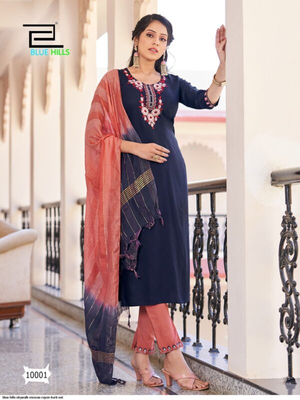 BLUE HILLS SKYWALK VISCOSE RAYON KURTI SET AMAZING CATALOGUE 2023