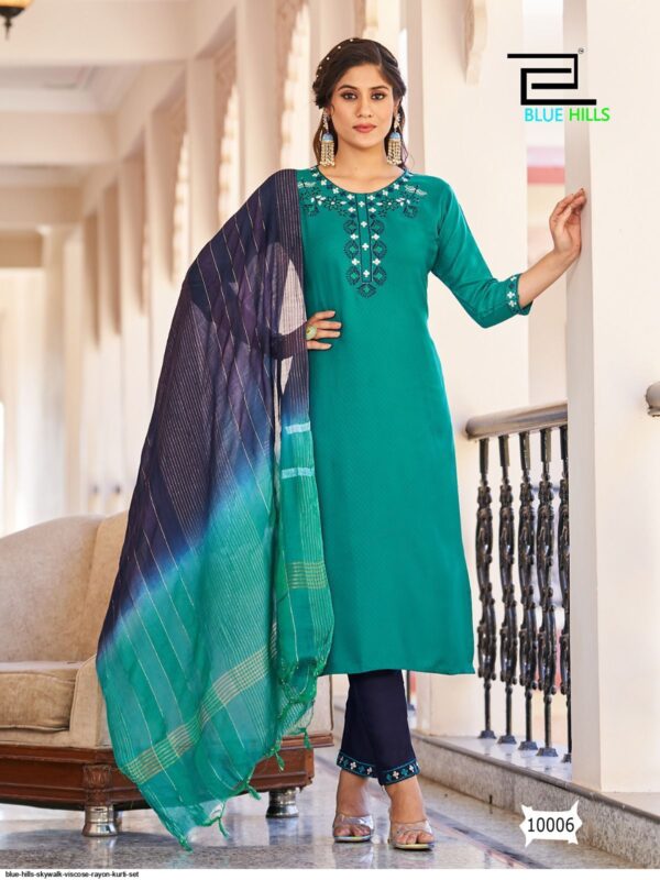 BLUE HILLS SKYWALK VISCOSE RAYON KURTI SET AMAZING CATALOGUE 2023