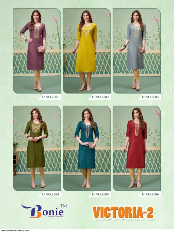 BONIE VICTORIA VOL 2 SILK KURTI SET AMAZING CATALOGUE 2023