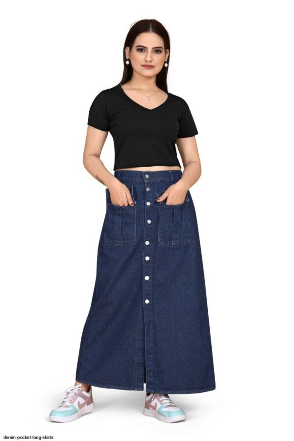 DENIM POCKET LONG SKIRTS AMAZING CATALOGUE 2023