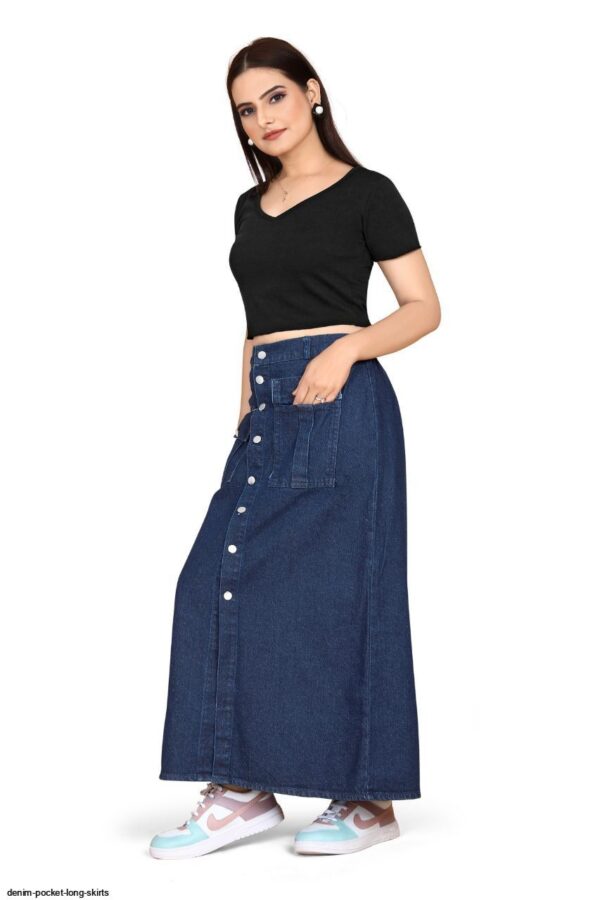 DENIM POCKET LONG SKIRTS AMAZING CATALOGUE 2023