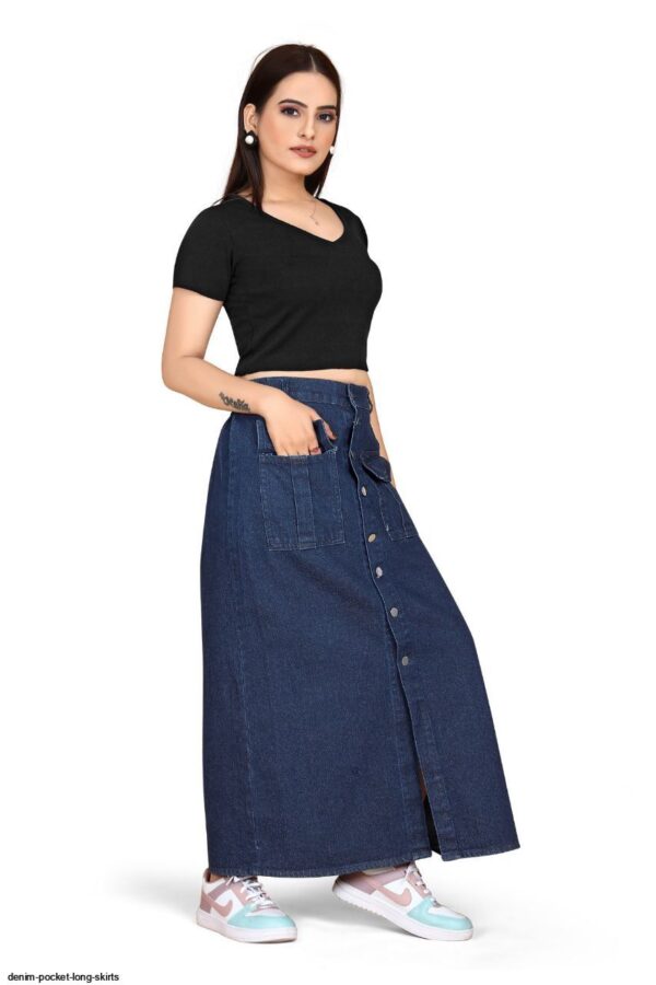 DENIM POCKET LONG SKIRTS AMAZING CATALOGUE 2023