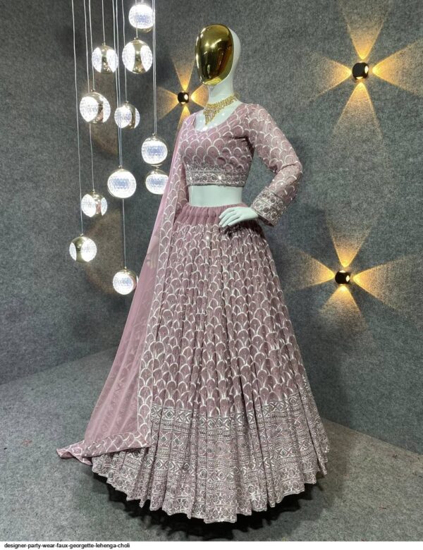 DESIGNER PARTY WEAR FAUX GEORGETTE LEHENGA CHOLI AMAZING CATALOGUE 2023