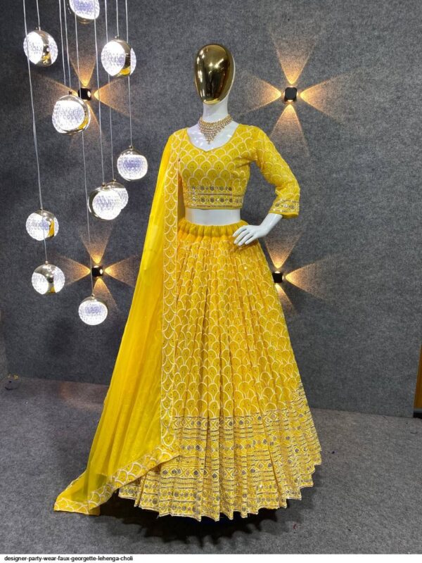 DESIGNER PARTY WEAR FAUX GEORGETTE LEHENGA CHOLI AMAZING CATALOGUE 2023