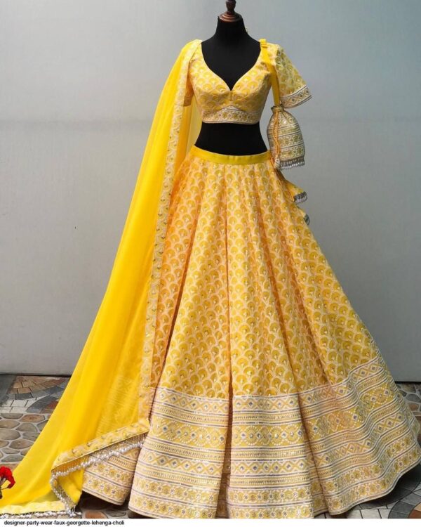 DESIGNER PARTY WEAR FAUX GEORGETTE LEHENGA CHOLI AMAZING CATALOGUE 2023