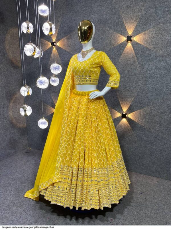 DESIGNER PARTY WEAR FAUX GEORGETTE LEHENGA CHOLI AMAZING CATALOGUE 2023