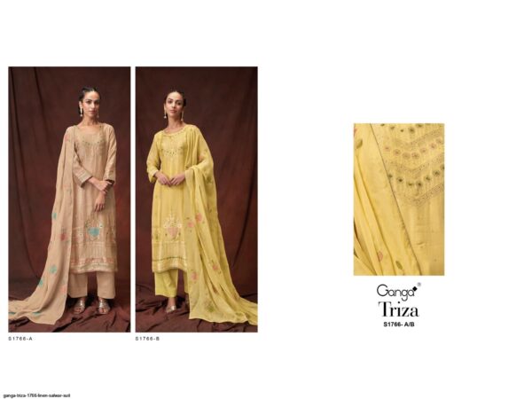 GANGA TRIZA 1766 LINEN SALWAR SUIT AMAZING CATALOGUE 2023