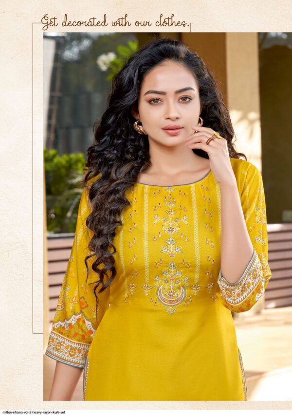 MITTOO RIHANA VOL 2 HEAVY RAYON KURTI SET AMAZING CATALOGUE 2023