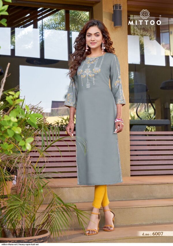 MITTOO RIHANA VOL 2 HEAVY RAYON KURTI SET AMAZING CATALOGUE 2023