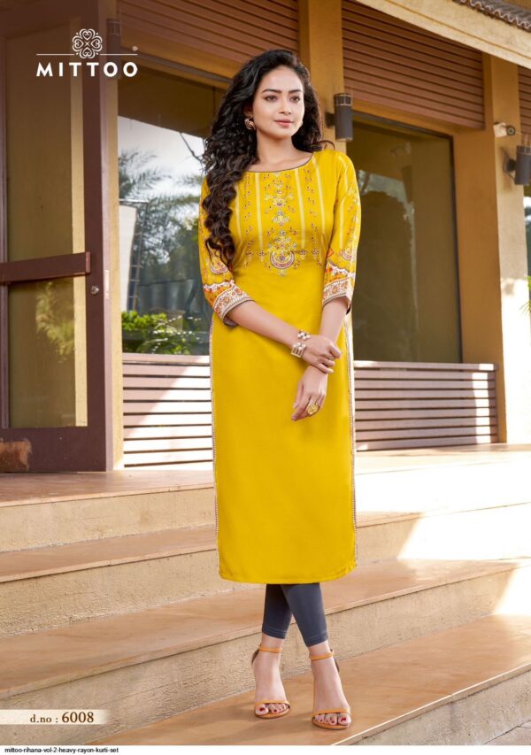 MITTOO RIHANA VOL 2 HEAVY RAYON KURTI SET AMAZING CATALOGUE 2023